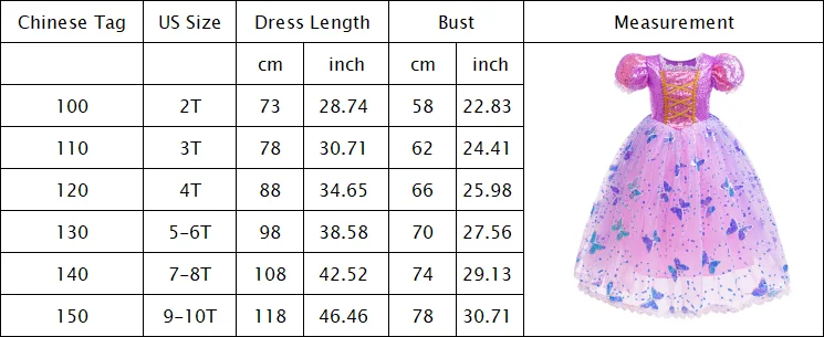 Mädchen Lila Leuchtendes Prinzessinnenkleid Puffärmel Pailletten-Oberteil Schmetterlings-Tüllkleid Kinder Halloween Party Cosplay Rapunzel Kostüm – Detail 1