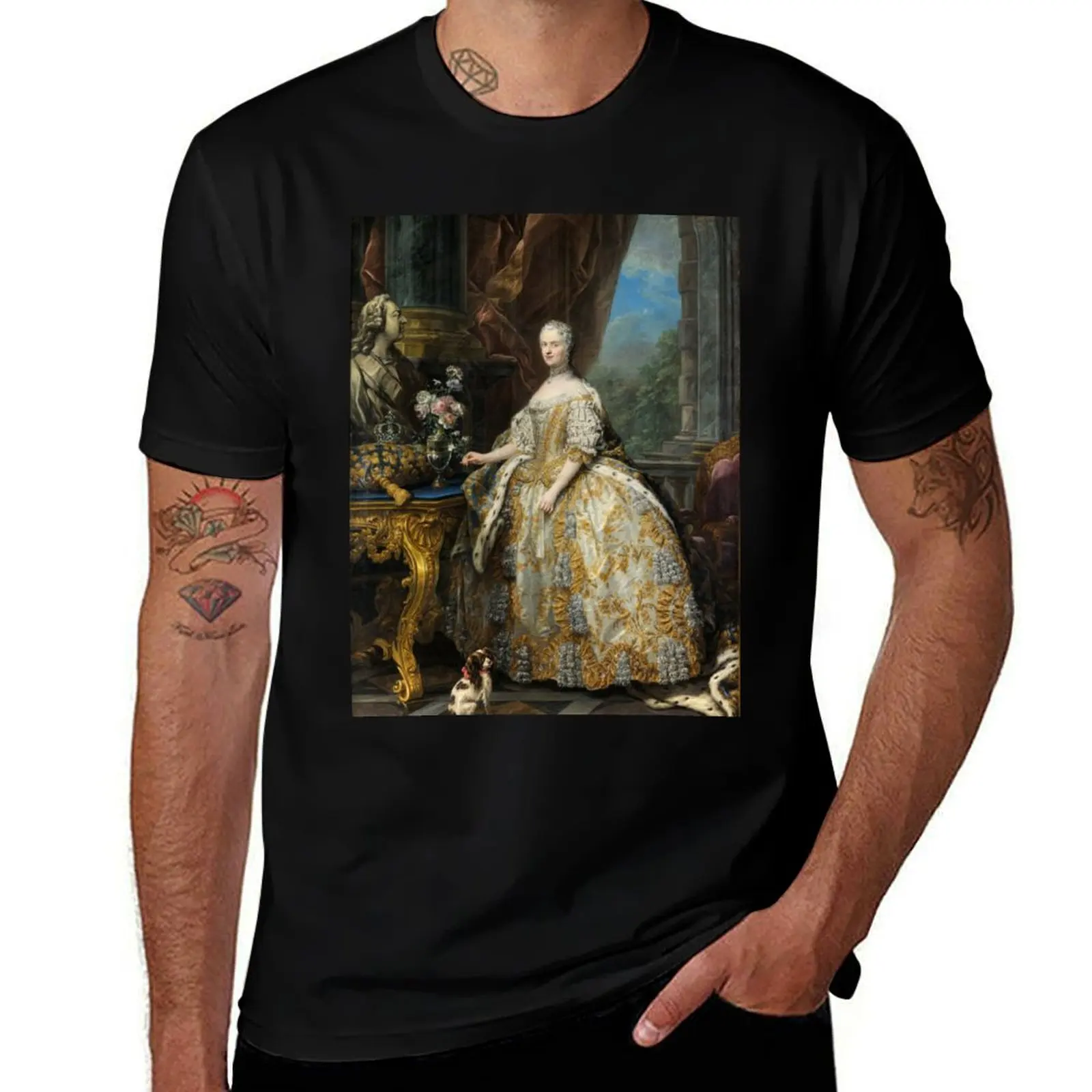 Marie Leszczinska, Queen of France - Charles-André van Loo T-Shirt Soft Casual Short Sleeve Cotton Tee T-Shirt