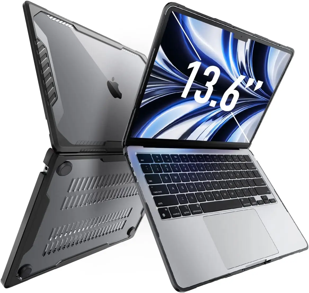 

Shockproof Hard Shell Case for MacBook Air 13.6 Inch (2025-2022 Models), Black - Heavy Duty Protection