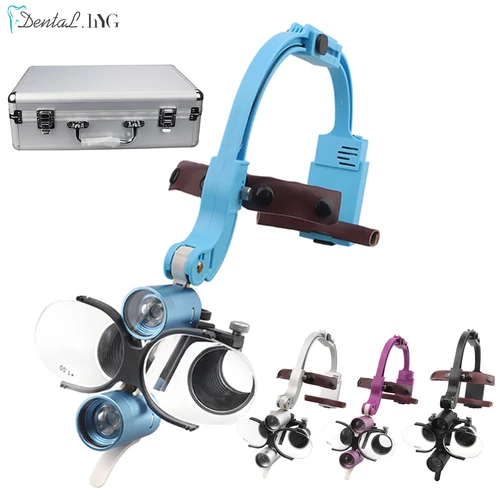 Lupas binoculares con faro LED Dental Deasin 2,5X/3,5X diadema Ajustable 5W faro quirúrgico para dentista lupa de odontología UE/EE. UU.