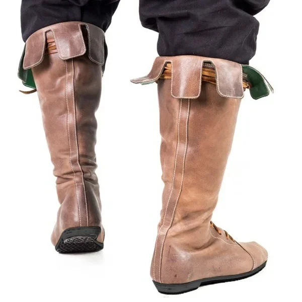 Medieval Men Knight Boots Vintage Lace Up Shoes Middle Ages Pirate Cosplay Women Halloween Archer Costume Fancy Boots 4