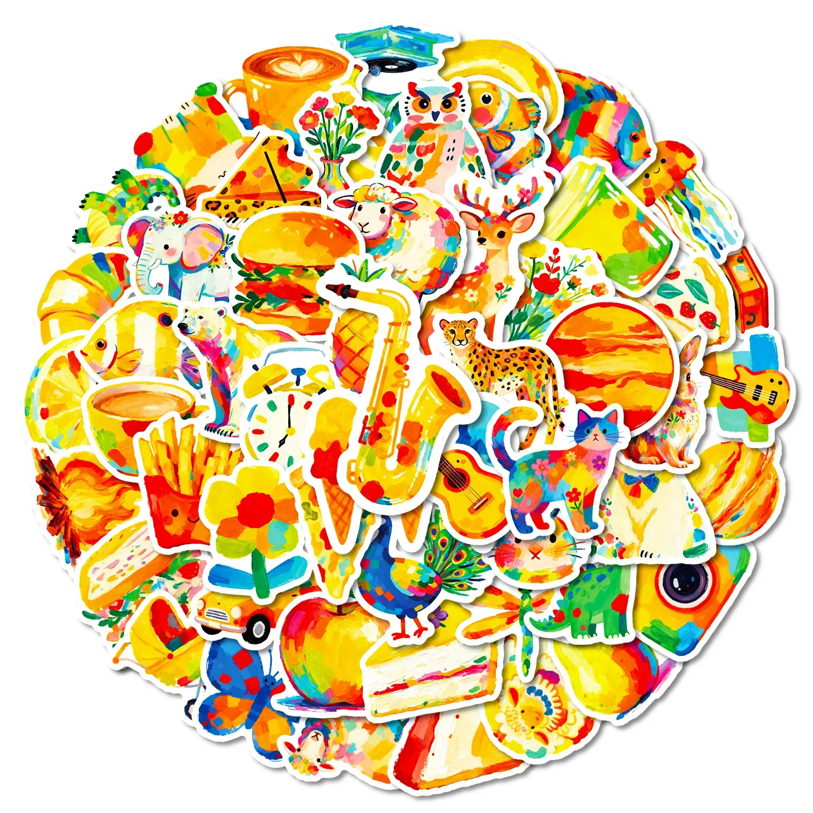 

10/56PCS Cozy Hue Oil Painting Graffiti Stickers for Phone Bottle Scrapbook Travel Bag DIY Aesthetic Creative Decals Gifts