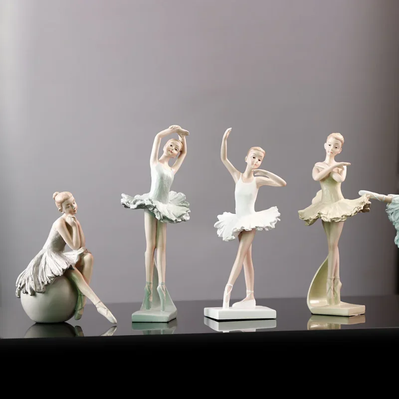 25cm Nordic Style Ballet Girl Statue Resin Crafts Living Room Bedroom Decorations Home Decor Living Room Decoration Accessories