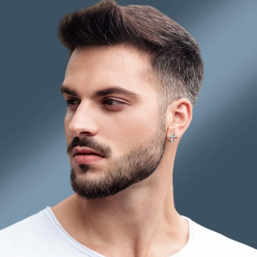 M-JAJA Moissanite Cross Pendant Earrings Diamond Stud Earrings for Men/Women 18K Gold Plated S925 Sterling Silver Fine Jewelry