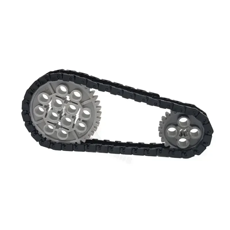 100 szt. Zestaw technicznych elementów łańcucha łańcuchowego, koła zębate, części 3711 14696 10928 94925 3648 3649 do klocków MOC, zabawki do budowania pociągów