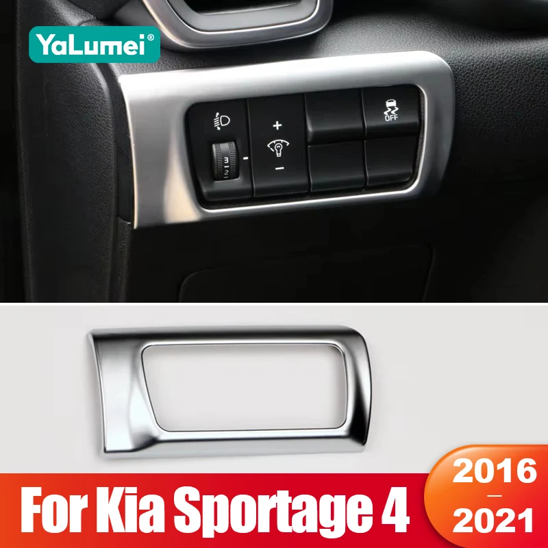 

For Kia Sportage 4 2016 2017 2018 2019 2020 2021 Car Headlight Switch Sequin Headlight Adjust Trim Cover Accessories