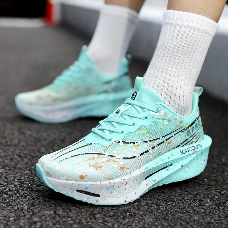 

Новые мужские кроссовки для бега, кроссовки с дышащими лезвиями, модные прогулочные повседневные кроссовки для бега, удобные лоферы на шнуровке, брендовые уличные лоферы