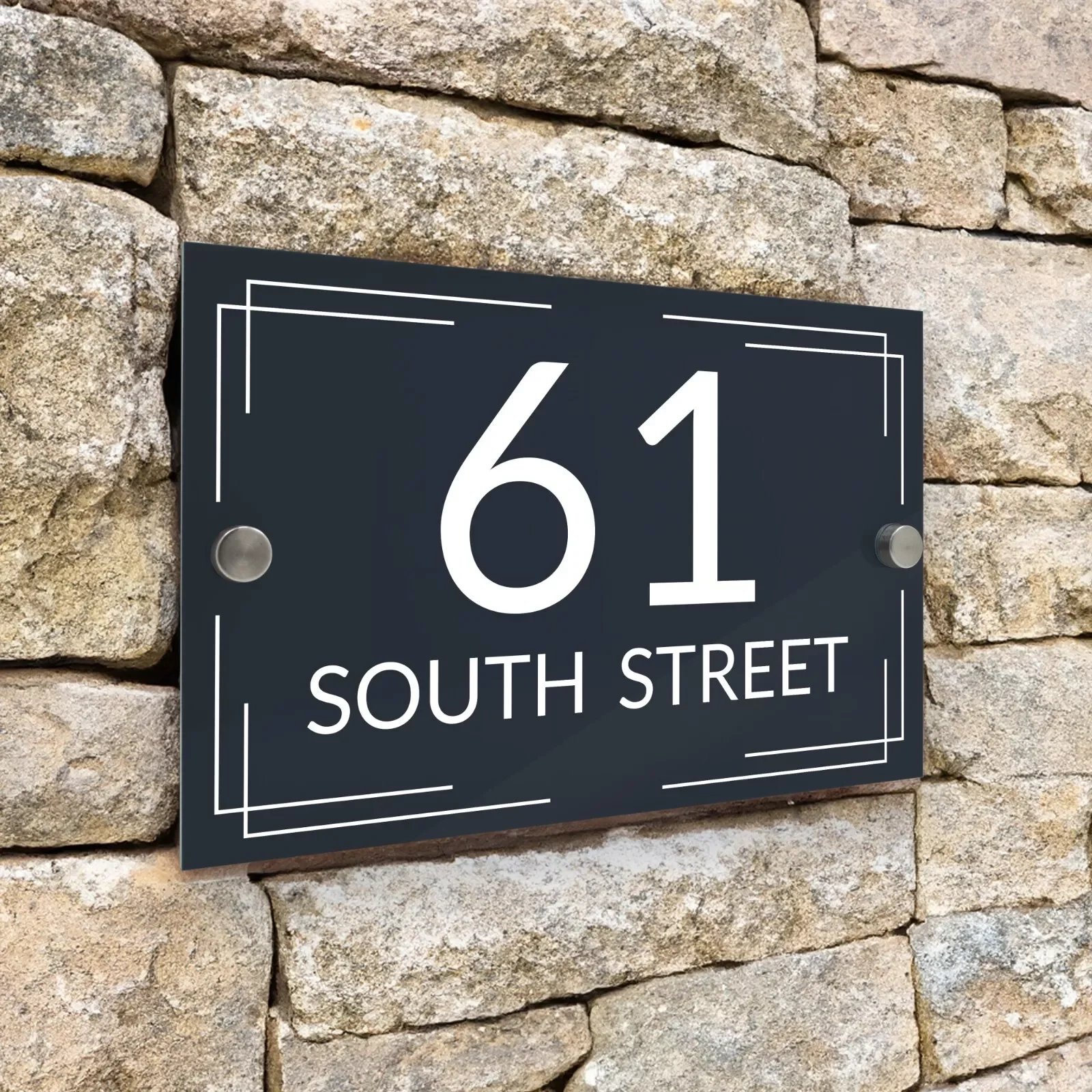 لوحة باب أكريليك مخصصة مع عنوان المنزل ، ألوان خضراء بيضاء وكلاسيكية من أنثراسايت #3