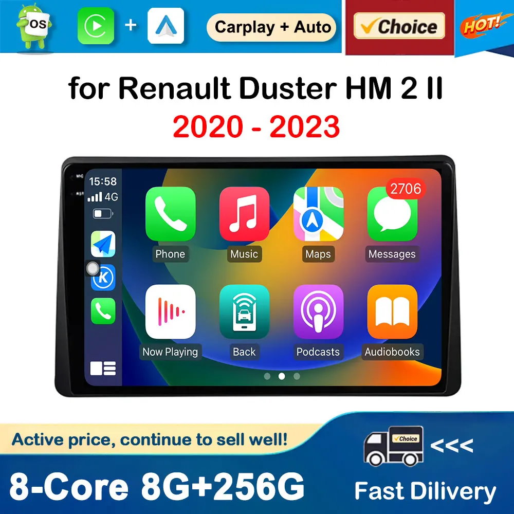 

10.1 inch GPS Navigation Car Multimedia Radio Player for Renault Duster HM 2 II 2020 - 2023 Android Intelligent System Bluetooth