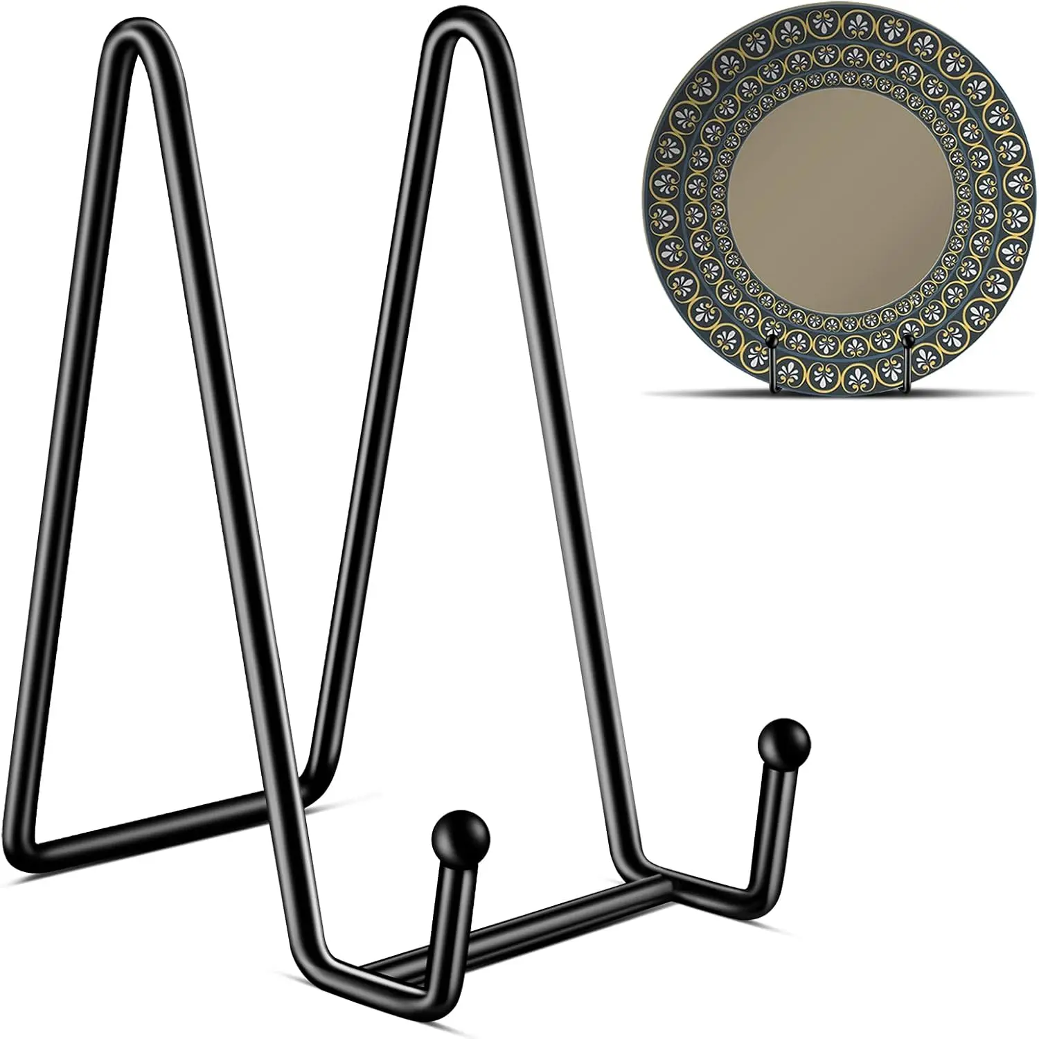 

6 Inch Plate Stands for Display 3 Pack, Black Metal Plate Holder for Picture Frame, Book, Decorative Plate, Tabletop Art