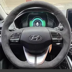 Hand-Stitched Non-Slip Suede Car Steering Wheel Cover For Hyundai Elantra 4 2019 2018 2017 2016 Ioniq 2017-2019 auto parts