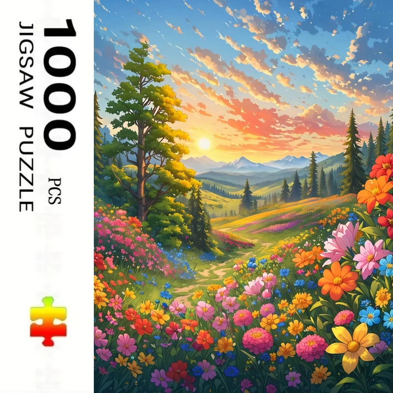 Jigsaw Puzzle 500/1000 Pieces Tree Landscape Pattern Paper Puzzles Adult Present Portable Box for Family Games Educational Toys