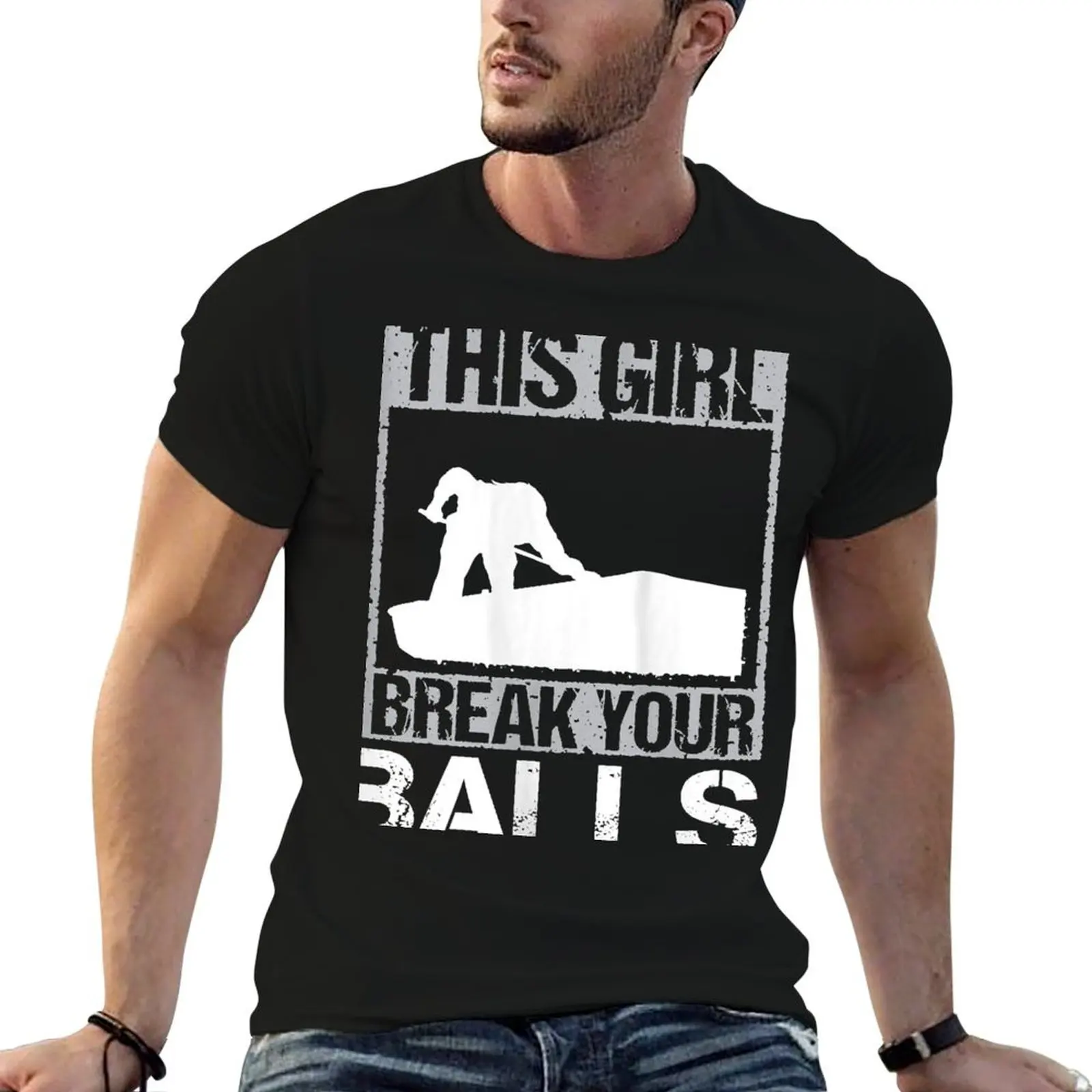 

Womens This Girl Break Your Balls Design Pool Billiard T-Shirt man t shirts graphic anime tshirt T-Shirt