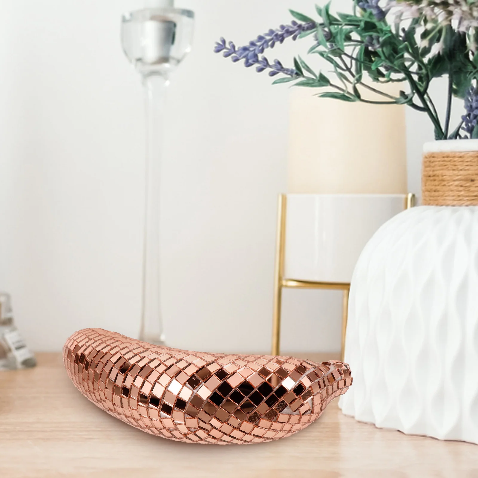 

Mirrored Banana Retro Disco Theme Artificial Fruit Rose Gold Home Office Decor Home Disco Decoration Tabletop Shelf Prop