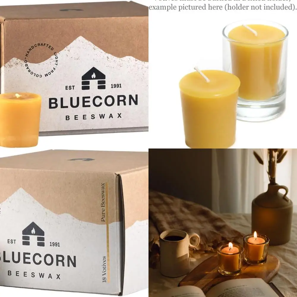

Votive Candles, 100% Pure Natural Bees Wax, Yellow Votives, Clean Burning & Long Lasting (12+ Hours), Fragrance Free, Home Decor