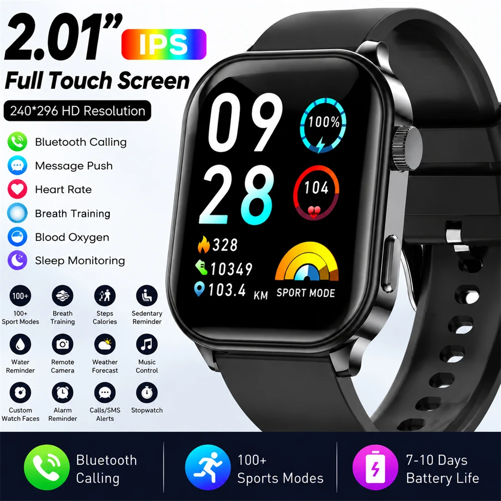 

LIGE New Multifunctional Smart Watch Men Women Bluetooth Call Music Player Fitness Sport Bracelet Sleep Monitor 2.01" Smartwatch