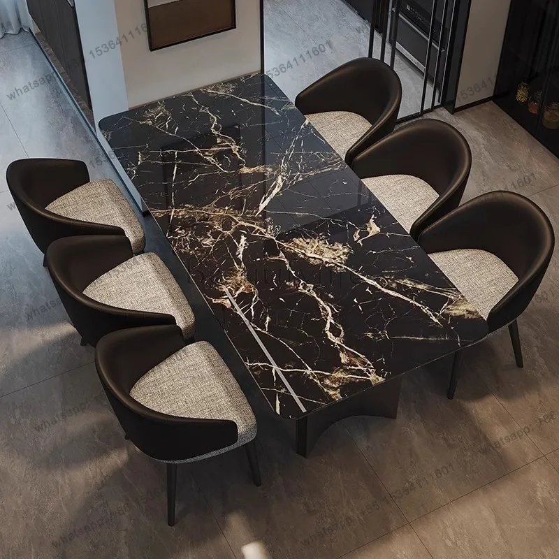 

Light luxury marble dining table Modern simple rectangular family dining table