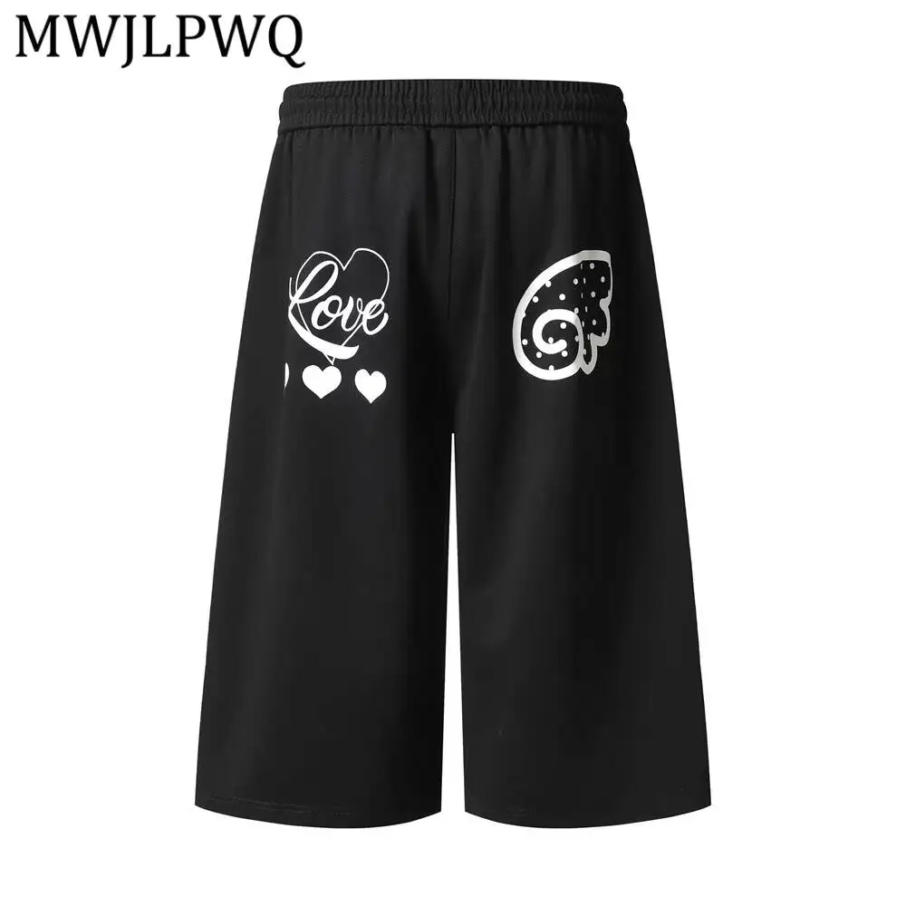 

MWJLPWQ Personalized Pattern Casual Cropped Pants For Men Summer Loose Sports Sweatpants Vibe Street Elastic Waist Shorts 16901