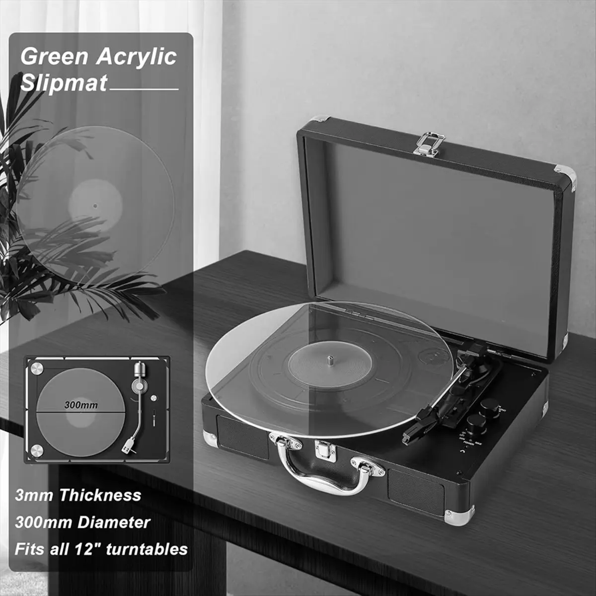 Y60A NEW-Acrylic Turntable Mat, 12inch Slip Mat for Viny Record Player, 3mm Thick Acrylic Platter Slipmat Replacement