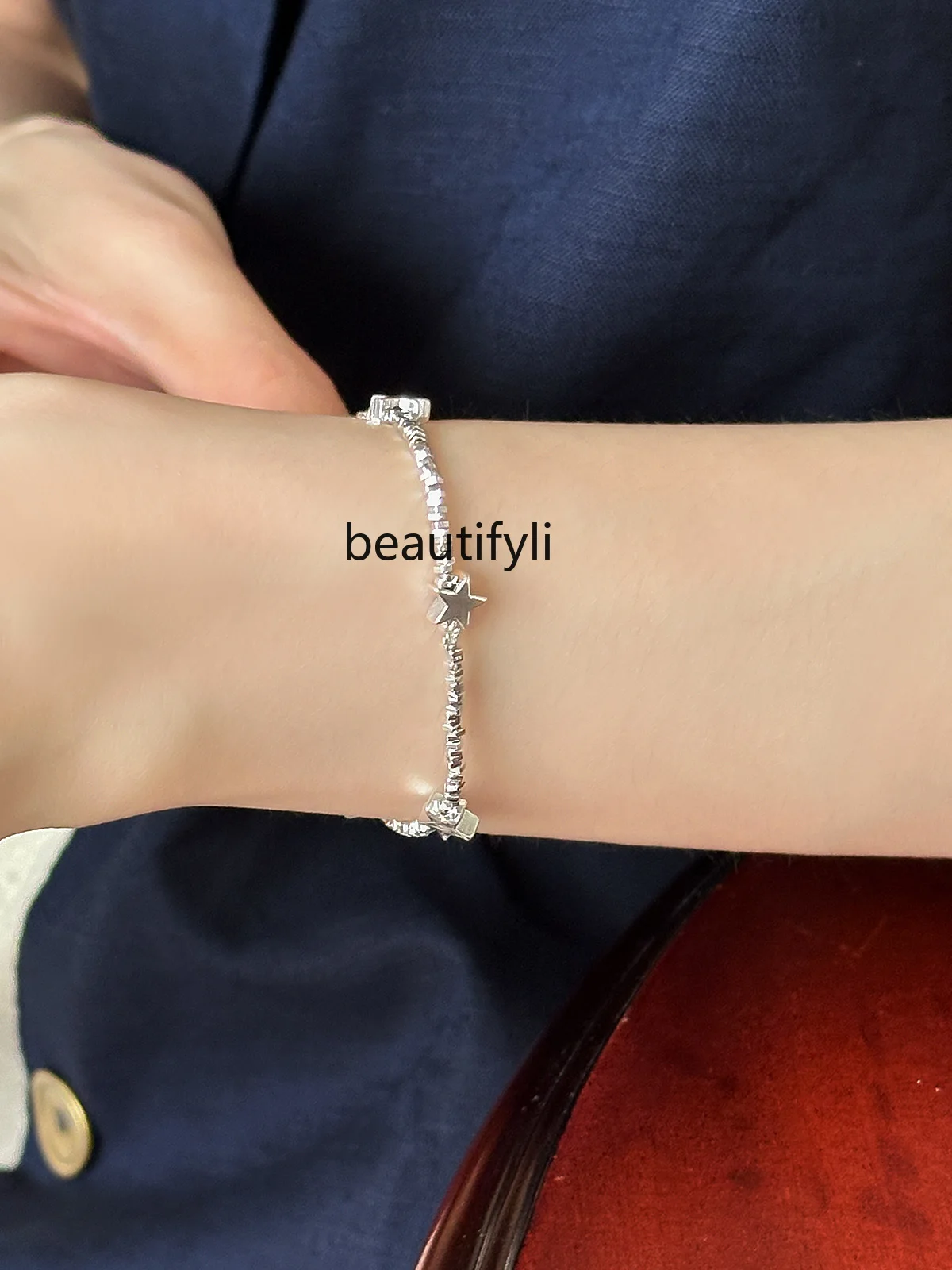 

Light Luxury Minority Broken Silver Pentagram Bracelet Female Ins Exquisite High-Grade Feeling Twin Bracelet