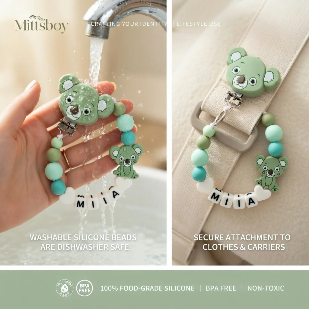 Silicone Baby Pacifier Clip Teething Chain Personalized Name Dummy Holder BPA Free Infant Soother Nipple Strap Leash Shower Gift view 4