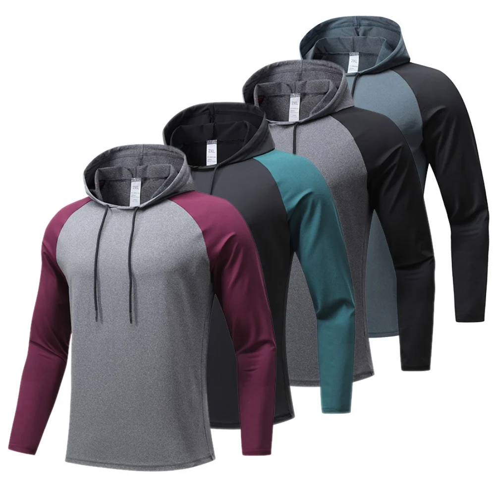 

Men Hoodies Sweatshirts Long Sleeve Casual Sports Hoodie Top Fitness Gym Running Casual Pullover Tops Male Quick Drying Top