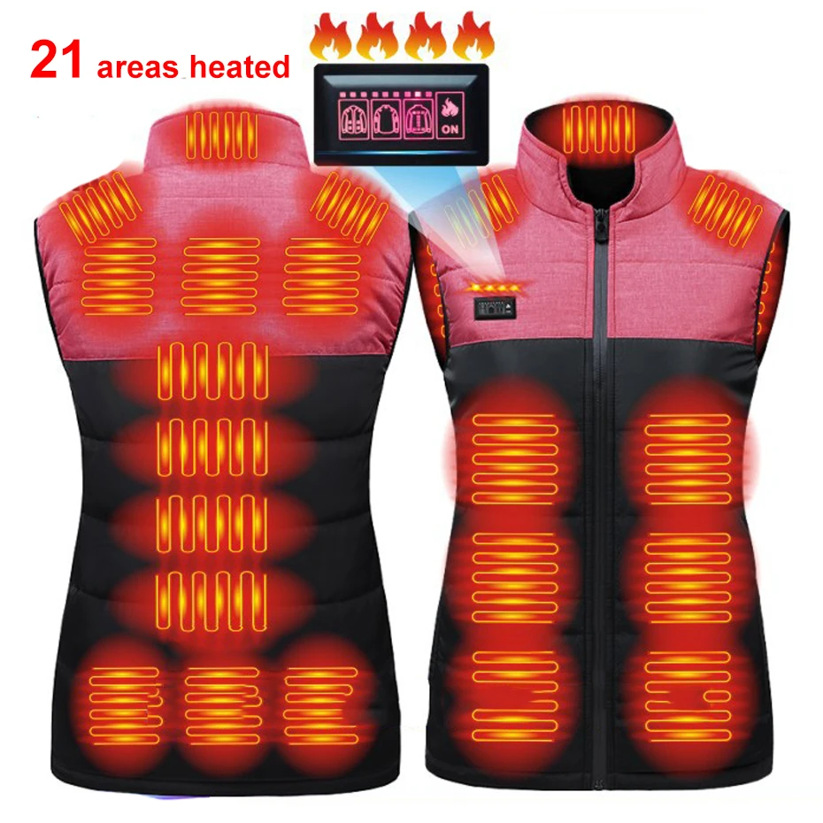 USB Heating Vest Men Winter Warm Vests Infrared 21 Heating Areas Sleeveless Jacket Electric Heated Vest Male