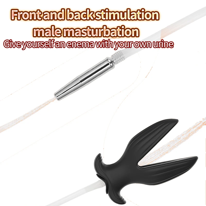 Male Chastity Catheter With Piss Urinal Flow Into Butt Plug Sexual Slavery Irritatio Anal Plug Penis Sheath Fetish Sex BDSM Toys - view 2