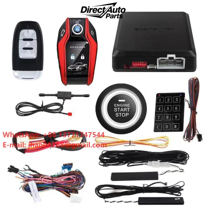 Car Alarm System 2 Way Remoter Button Lcd Smart Car Key PKE Auto Lock & Unlock Remote Starter Push Start Stop Engine