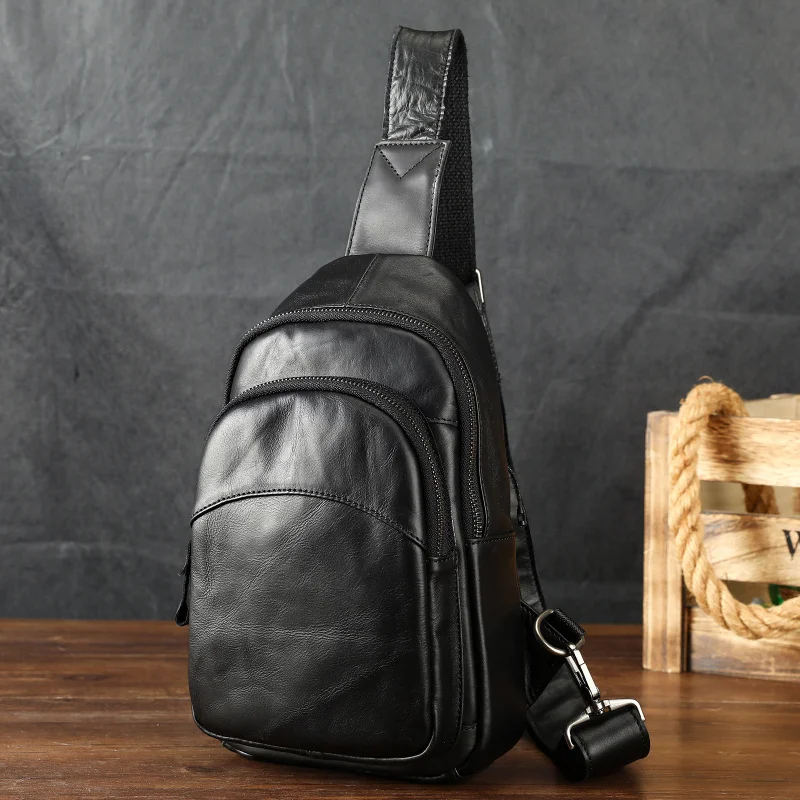Newly launched best-selling genuine leather men's shoulder bag, men's high-end style crossbody bag, retro and simple