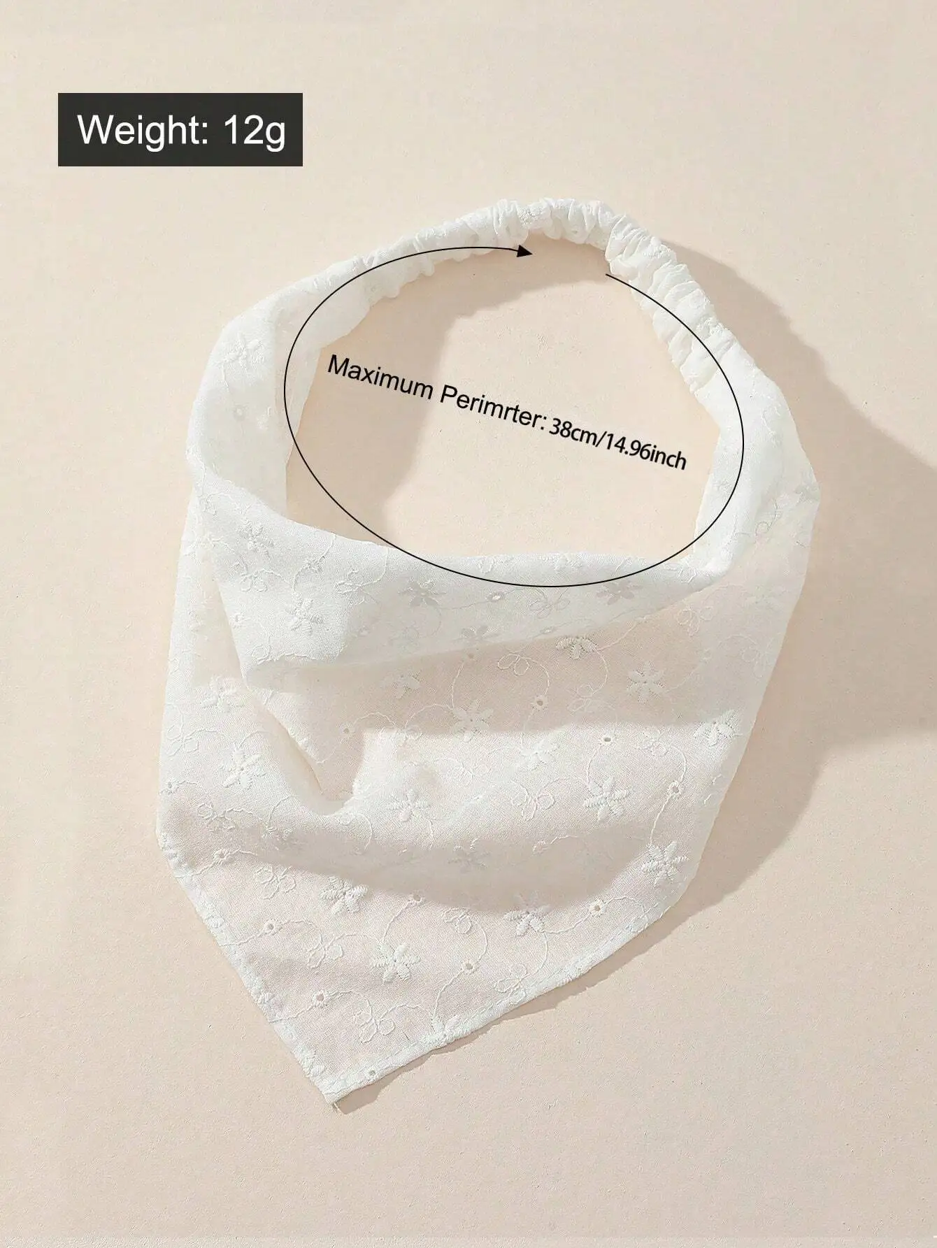 

White Embroidered Floral Headband For Women Soft Elastic Hair Wrap Bandana Scarf