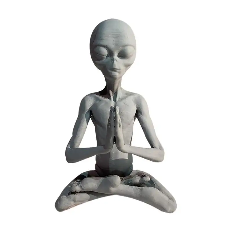 Modern Meditation Alien Resin Ornaments UFO Decoration Garden Figurine Home Decoration Children's Gift Cartoon Toy Pastoral