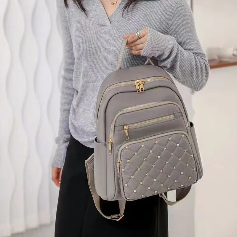 Neutrale gesteppte quadratische Tasche Mode Reiserucksack Rucksack Oxford Tuch neue Mode Reisetasche Dame