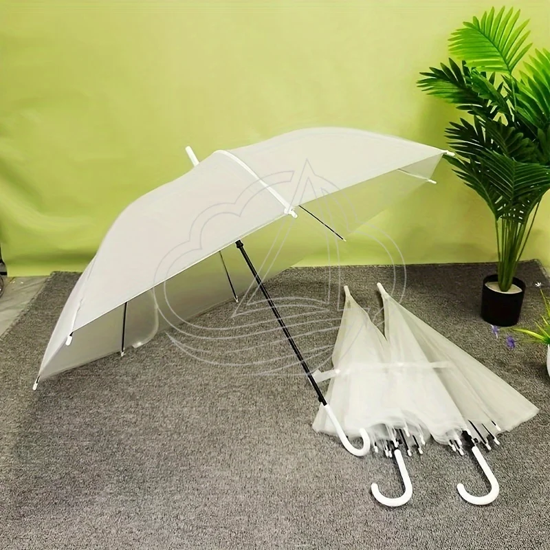 5-12Pcs 90cm Frosted Transparent Long Handle Umbrella 8 Ribs Ultralight for Women Wedding Travel Daily Use