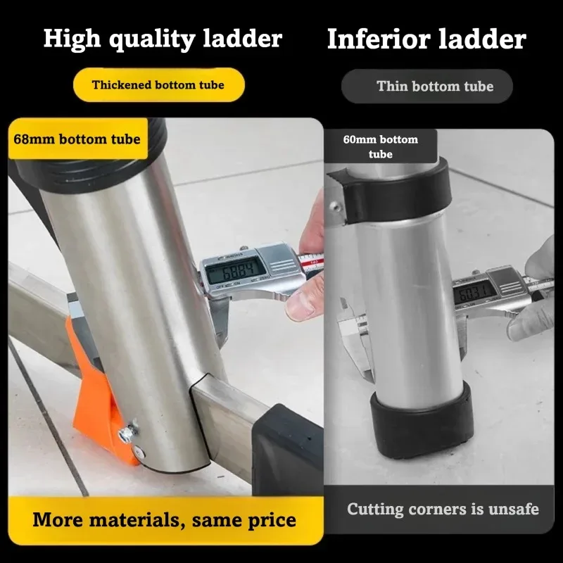 Stainless Steel Telescopic Ladder Multifunctional Herringbone Design Aluminum Alloy Construction for Home Indoor Use