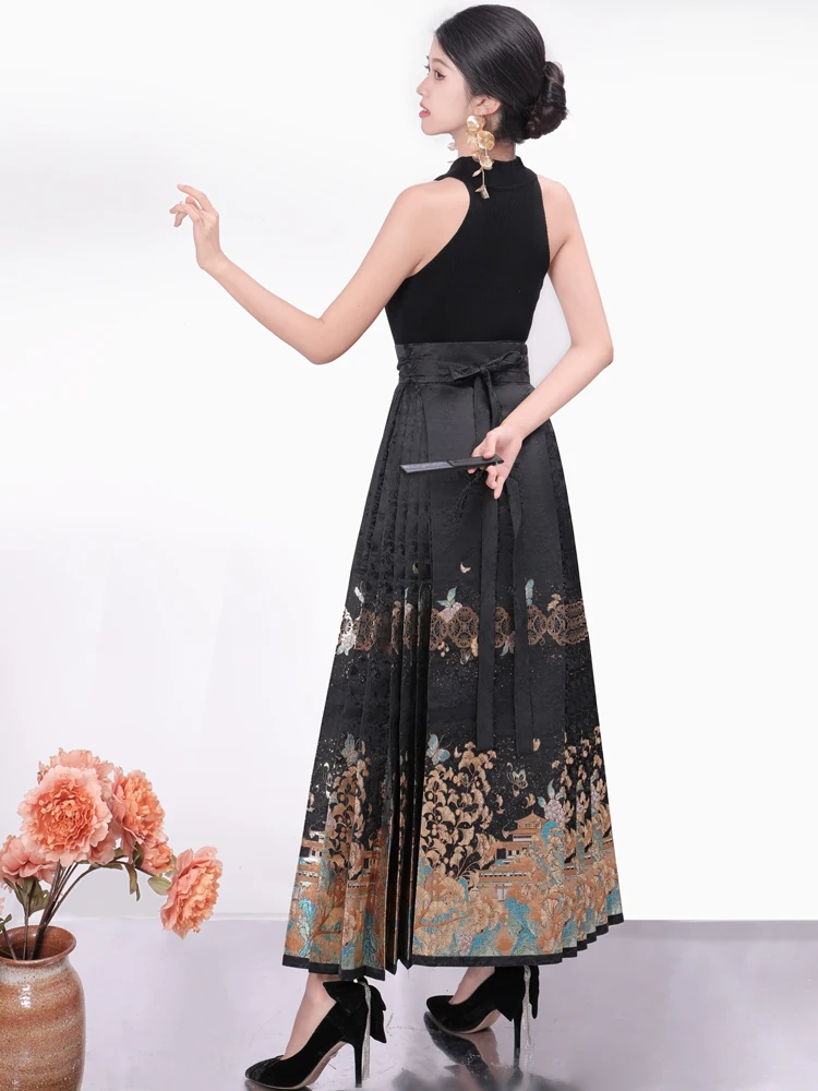 تنورة هانفو حمراء بتطريزات ثقيلة بنمط ما فيس، تنورة نصفية، فستان زفاف لمراسم الشرب، من نوع الثقافة التقليدية، مصنوعة من ألياف...