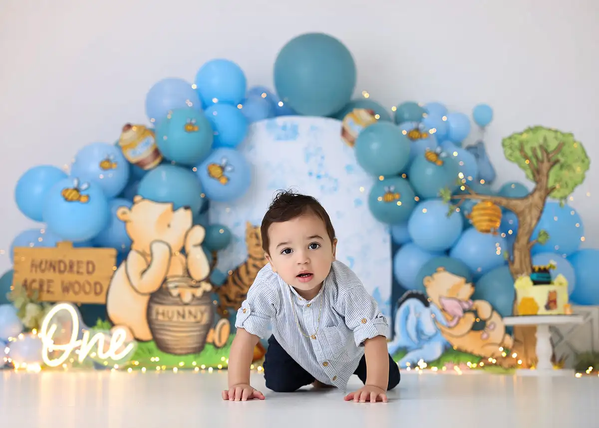 Arco de balão bonito urso e mel abelha fotografia pano de fundo crianças bebê bolo quebra photocall decorações criança adulto aniversário fundos