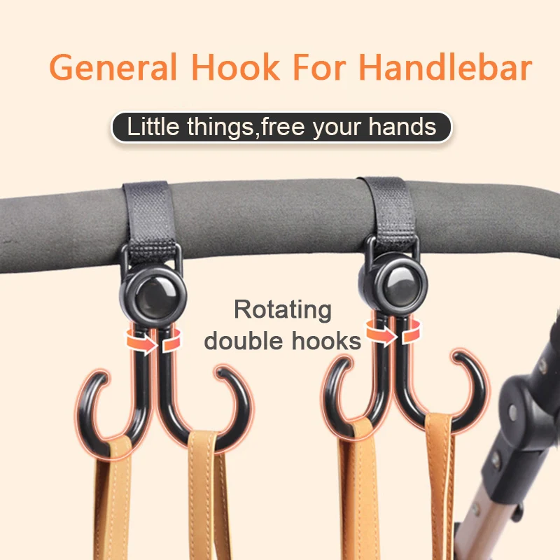 Multifunctional Portable Hook General Hook For Handlebar Baby Stroller Hanger Magic Tape Double Hook Cart Hanging Bag Hook