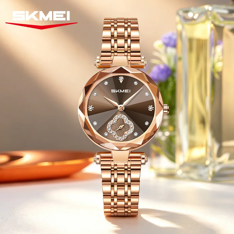 SKMEI 2718 Elegant Women's Quartz Watch Simple Stainless Steel Strap 30M Waterproof Fashion Ladies Wristwatch Reloj Para Mujer