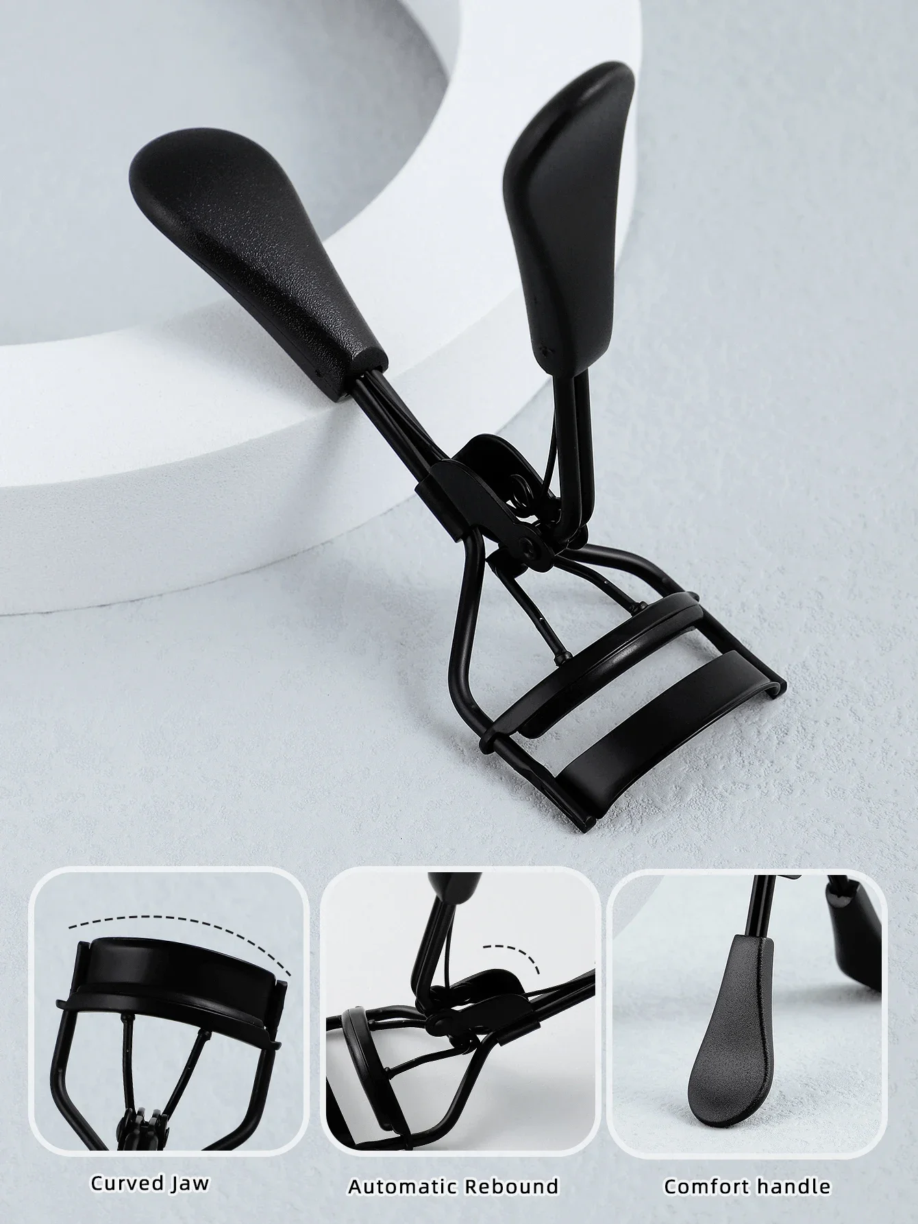 1 ポータブルまつげカーラー ブラック、ステンレス製まつげカーラー、持続的な形状形成、女性のまつげリフトに適しています、目まつげ