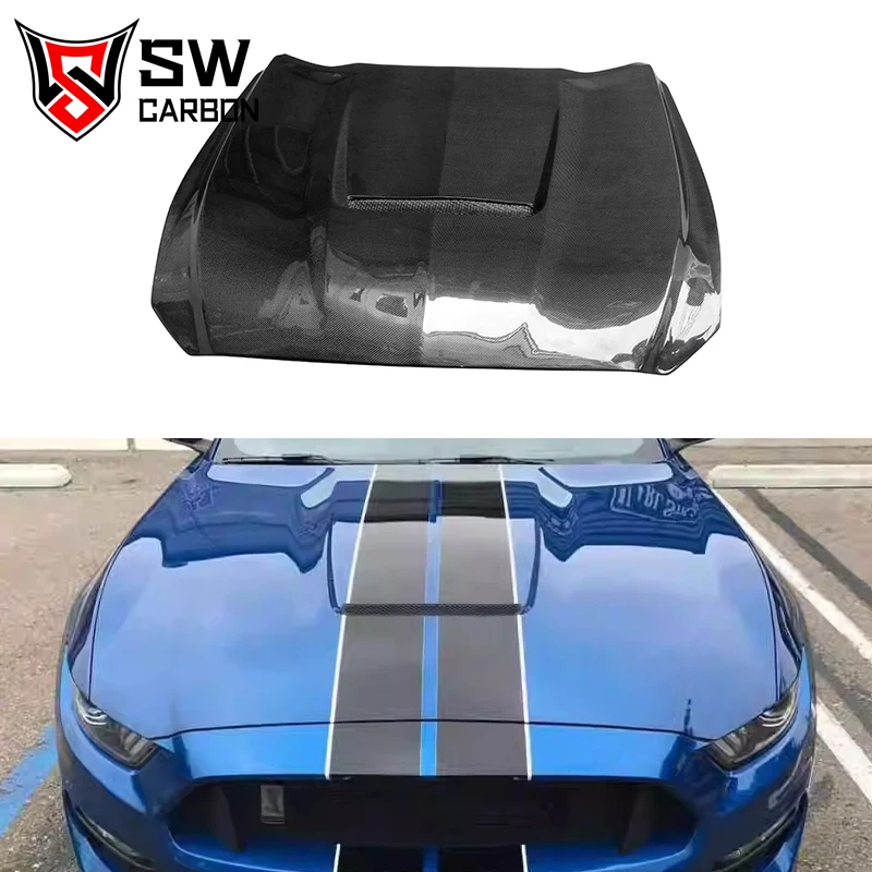 

GT350 Style Carbon Fiber Car Hood for Ford Mustang 2015-2017 Car Engine Cover Auto Parts