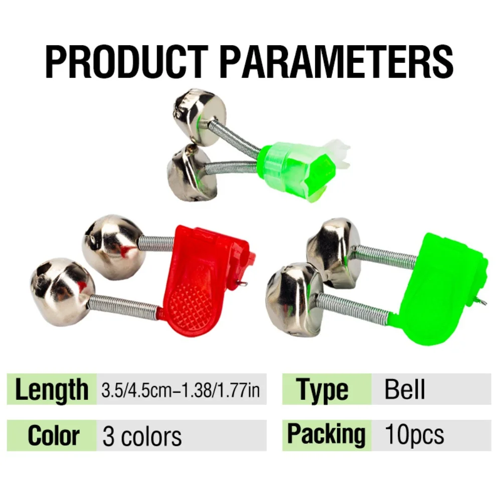 

For Night And Sea Fishing Fishing Bell Alarm 10pcs/20pcs Anti-Drop Bite Design 3 Color Choices 3.5/4.5cm Easy Rod Installation