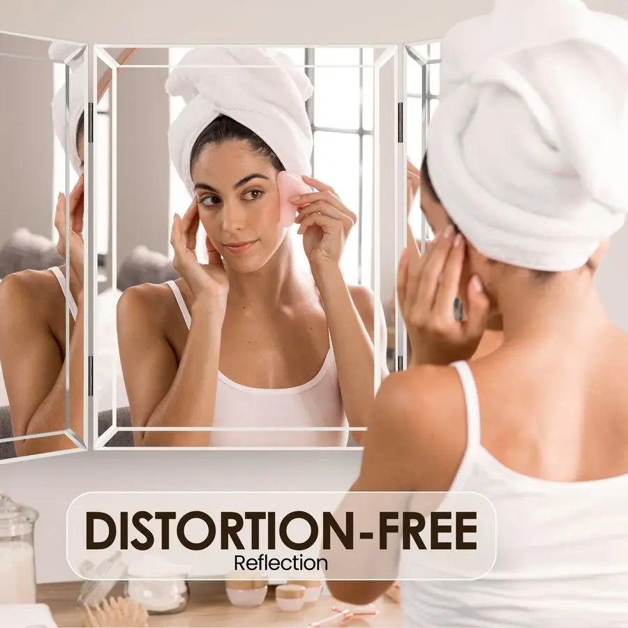 Miroir à trois volets, miroir de courtoisie à trois volets, 3 voies, pliable à trois voies, pour tresser les cheveux, 3 voies, 3 faces, trois panneaux, triple