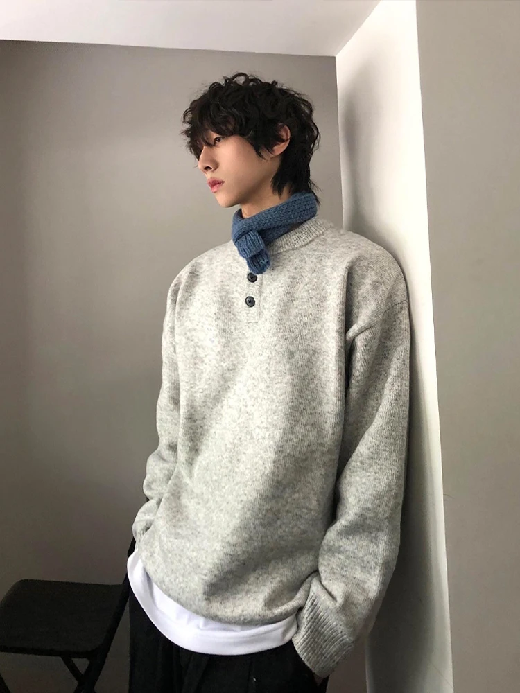 

Мужской трикотаж American Sle Cleanfit ey, весенний винтажный свитер с воротником Генри, повседневный свободный крой, длинный све