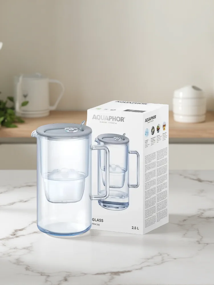 Pichet filtre en verre Aquaphor 2,5 L + 1 Maxfor + cartouche gris Mg