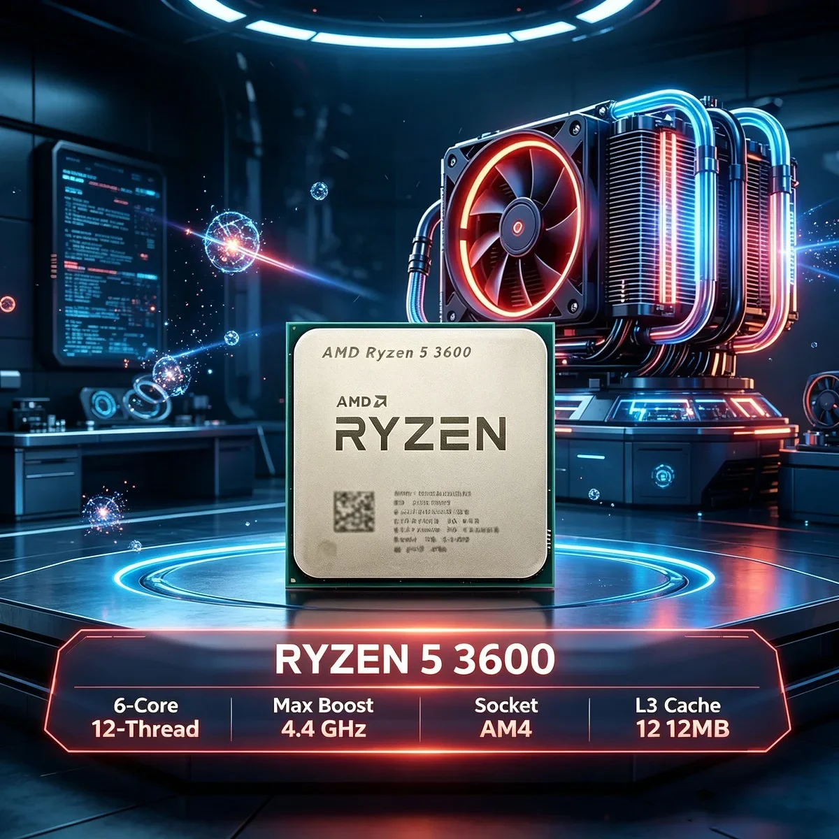 Procesador AMD Ryzen 5 3600 R5 3600 para PC de Escritorio, 3.6GHz, Seis Núcleos, Doce Hilos, Socket AM4, 7nm, 65W, DDR4, L3 32M