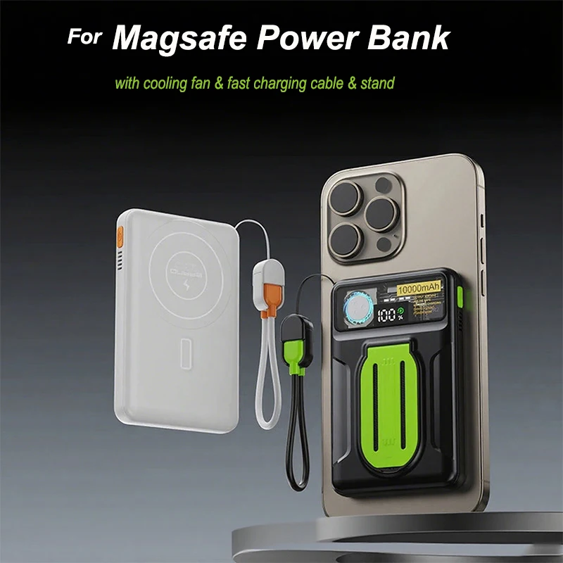 15W Magsafe Wireless Charger PD 22.5W Fast Charging Power Bank 20000mAh For iPhone 16 Xiaomi Samsung Powerbank with Cooling Fan