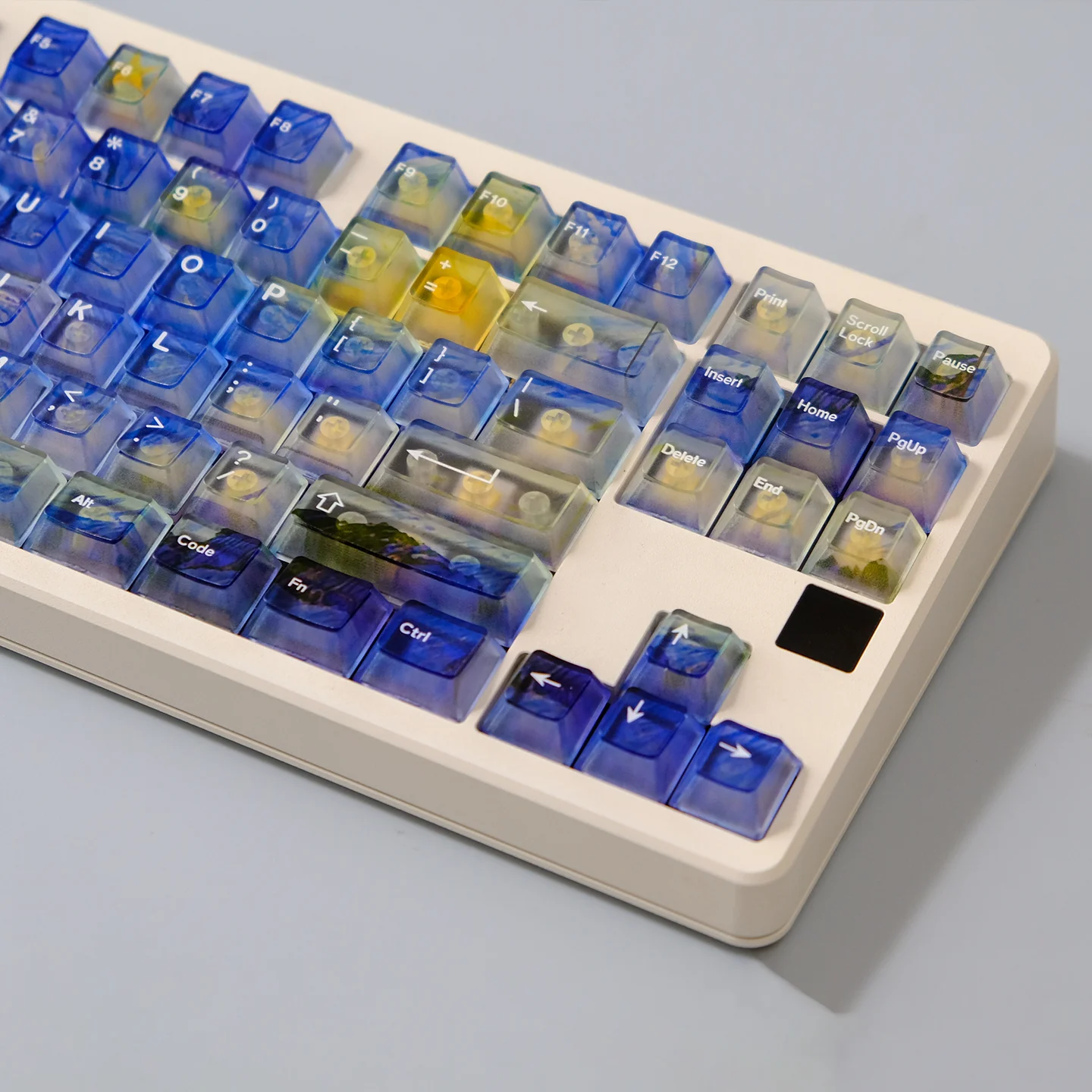 122 keys Starry Night Painting Keycap PC cherry profile fog Transparent Keycaps set for MX Mechanical Keyboard