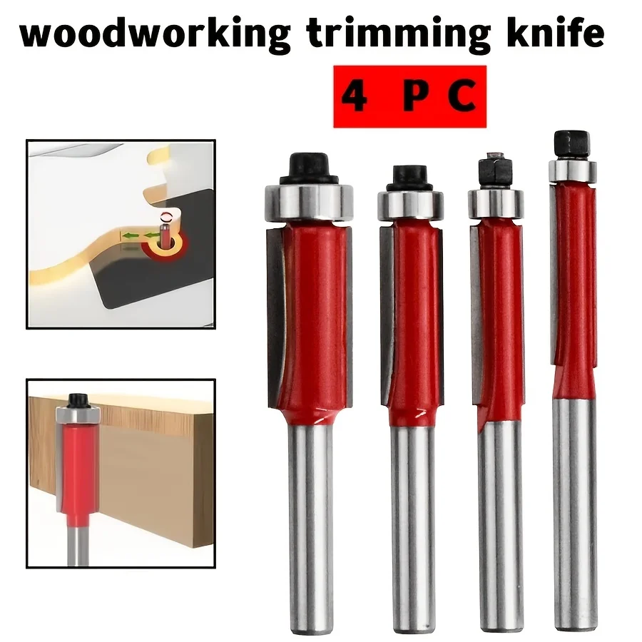 4pc Premium Woodworking Router Bit Set - Smooth Cutting for Professional Finish - Versatile Trimming & Detailing Kits