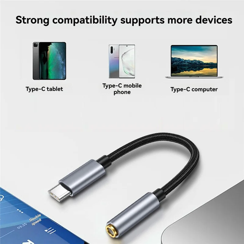 ABZW Adaptor Jack Headphone Tipe C Ke 3.5Mm Adaptor Jack Tipe C Ke 3.5Mm USB C Kabel Adaptor Decoding Audio Analog